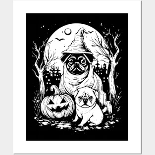 Pug dog Funny Love Horror Halloween Posters and Art